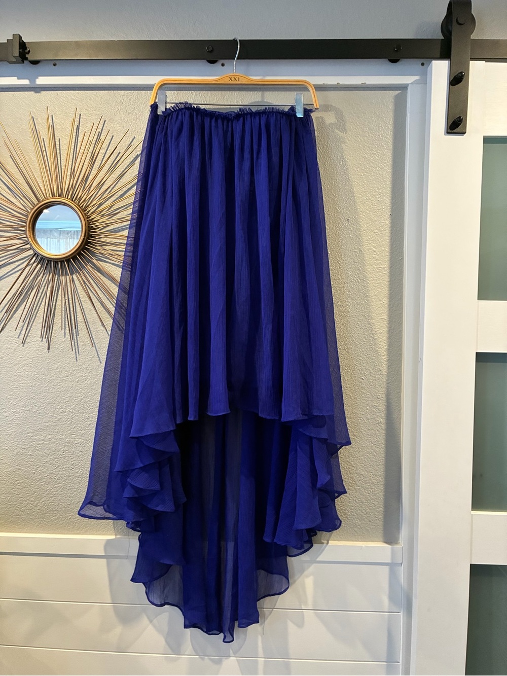 Blaque Label Royal Blue Strapless High-Low Chiffon Skirt